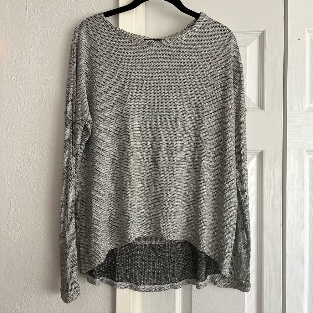 GENERATION LOVE Sweater M/L Metallic Mesh Open Knit Pullover Top Gray USA